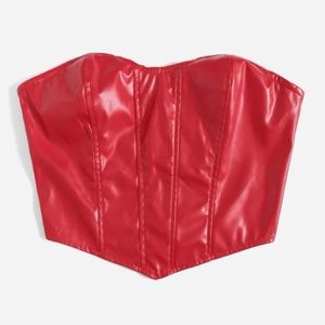 🍒NWOT Red Leather Corset Top🍒